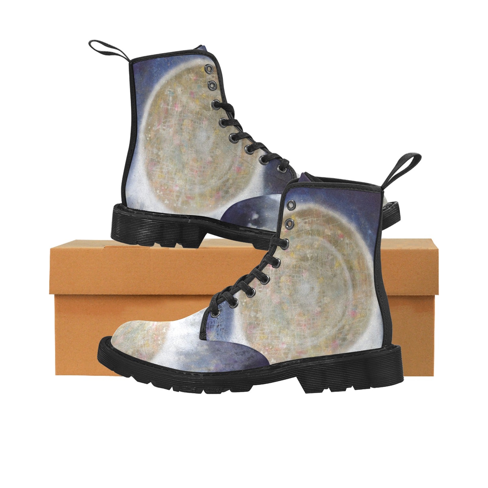 dreamcatcher boots Women's Lace Up Canvas Boots (Model1203H)(Black)