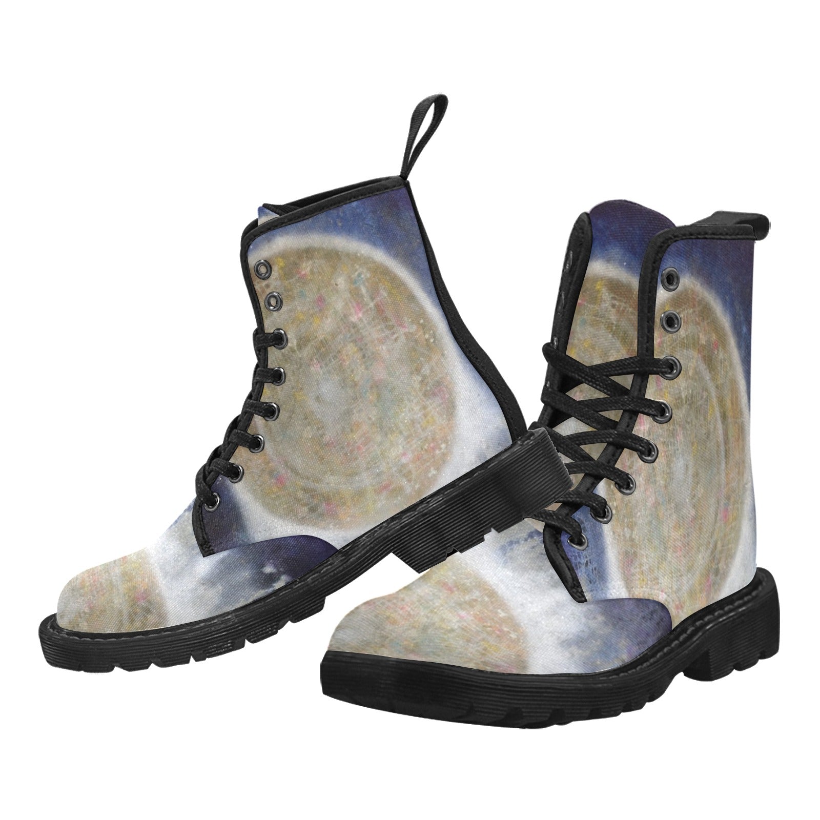 dreamcatcher boots Women's Lace Up Canvas Boots (Model1203H)(Black)