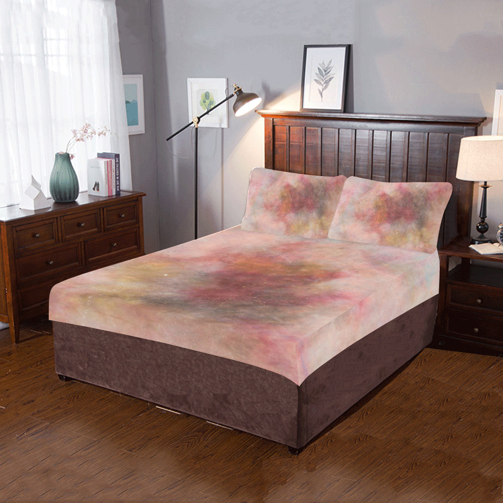 galaxy dear bedset 3-Piece Bedding Set (1 Duvet Cover 86"x70"; 2 Pillowcases 20"x30")(One Side)