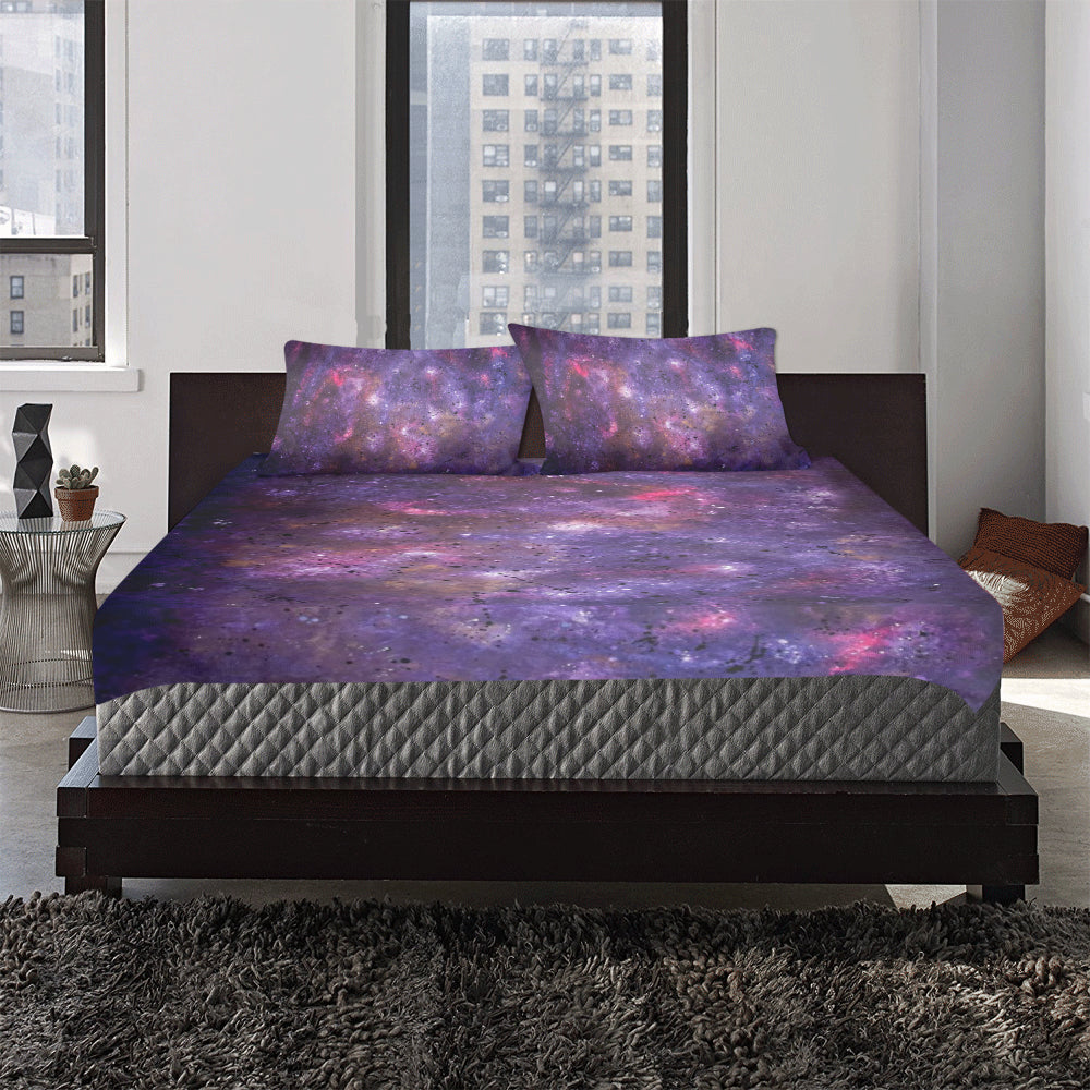 3-Piece Bedding Set (1 Duvet Cover 86"x70"; 2 Pillowcases 20"x30") Violet Universe
