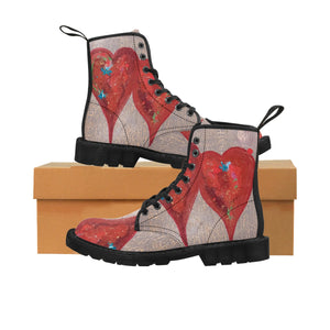 Open image in slideshow, Women&#39;s Canvas Boots - hearts connected - centauresse
